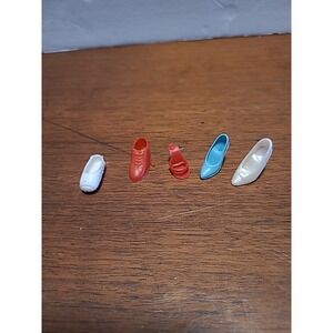 Vintage Barbie Doll Accessories 5 Single Shoes Red White Cream Blue